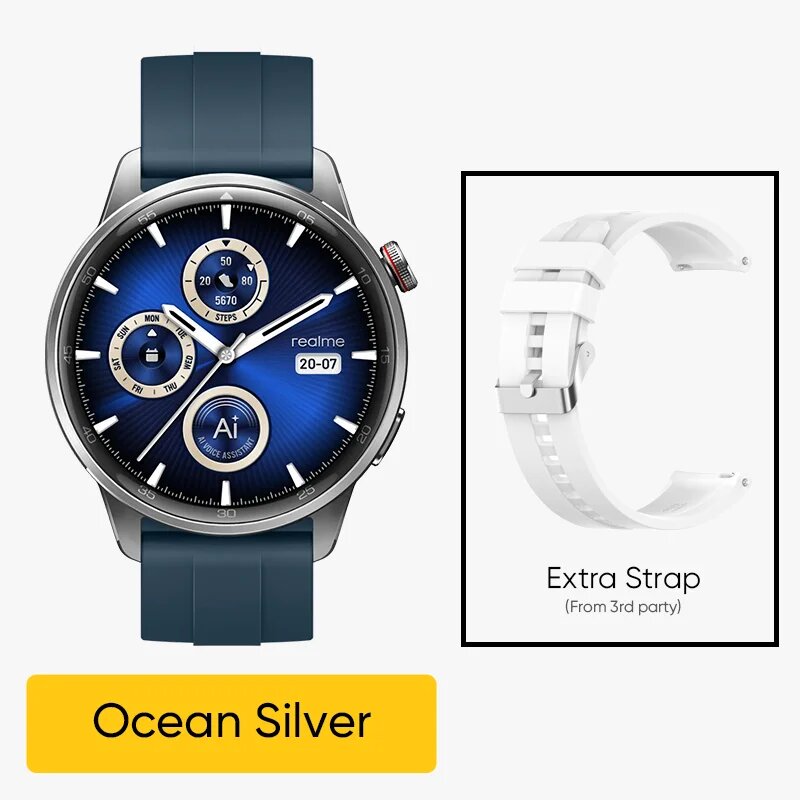 Глобальная версия Realme Watch S2 Смарт-часы 1,43-дюймовый AMOLED-дисплей 20-дневный срок службы батареи Spuer AI Engine IP68 Водонепроницаемые умные часы, WatchS2 Silver-White