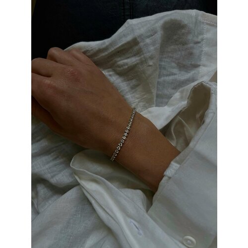 Жесткий браслет LU Jewel серебро 925 проба родирование фианит длина 19 см 10690₽