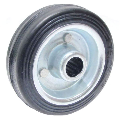 Колесо 75мм сталь/резина серый, серебристый, черный, серебро, размер 75 мм Оцинкованное