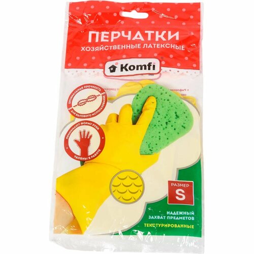 фото Хозяйственные латексные перчатки komfi 126930