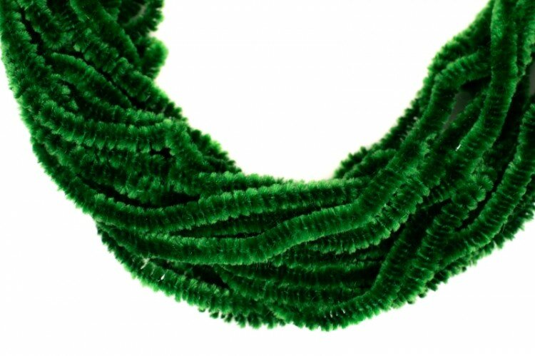 Синель шелковая Au Ver a Soie 3-3,5мм, цвет 1834 зеленая трава, 56-017, 1м