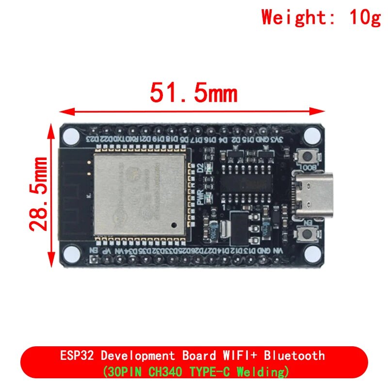Макетная плата ESP32 CP2102 CH340C Беспроводной модуль Wi-Fi + Bluetooth со сверхнизким энергопотреблением ESP32-WROOM-32 NodeMCU-32S, 30pin ch340 type-c