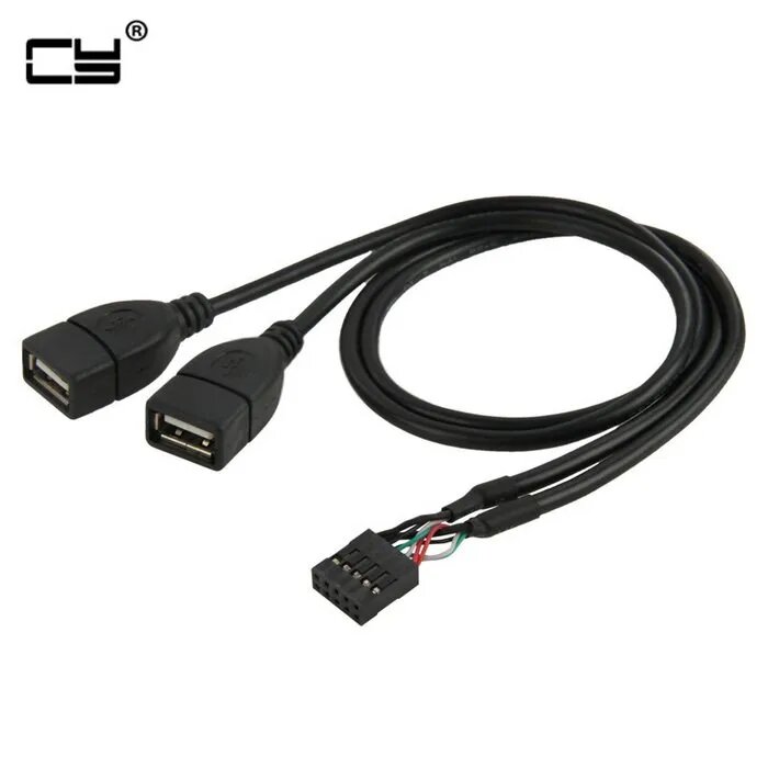 10-контактный/9-контактный разъем материнской платы «мама» к двойному USB 2,0 «мама» Панельное крепление кабель для передачи данных с отверстиями для винтовой панели 30 см 50 см, a, 0,3 м