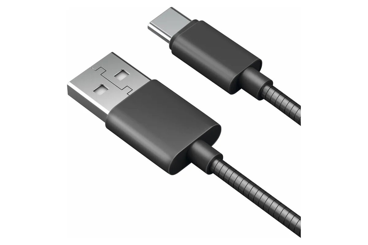 Дата-кабель AKAI разъем Type C 1м оплетка металл черный CE-442B