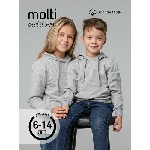 фото Худи molti, размер 8 лет, серый меланж
