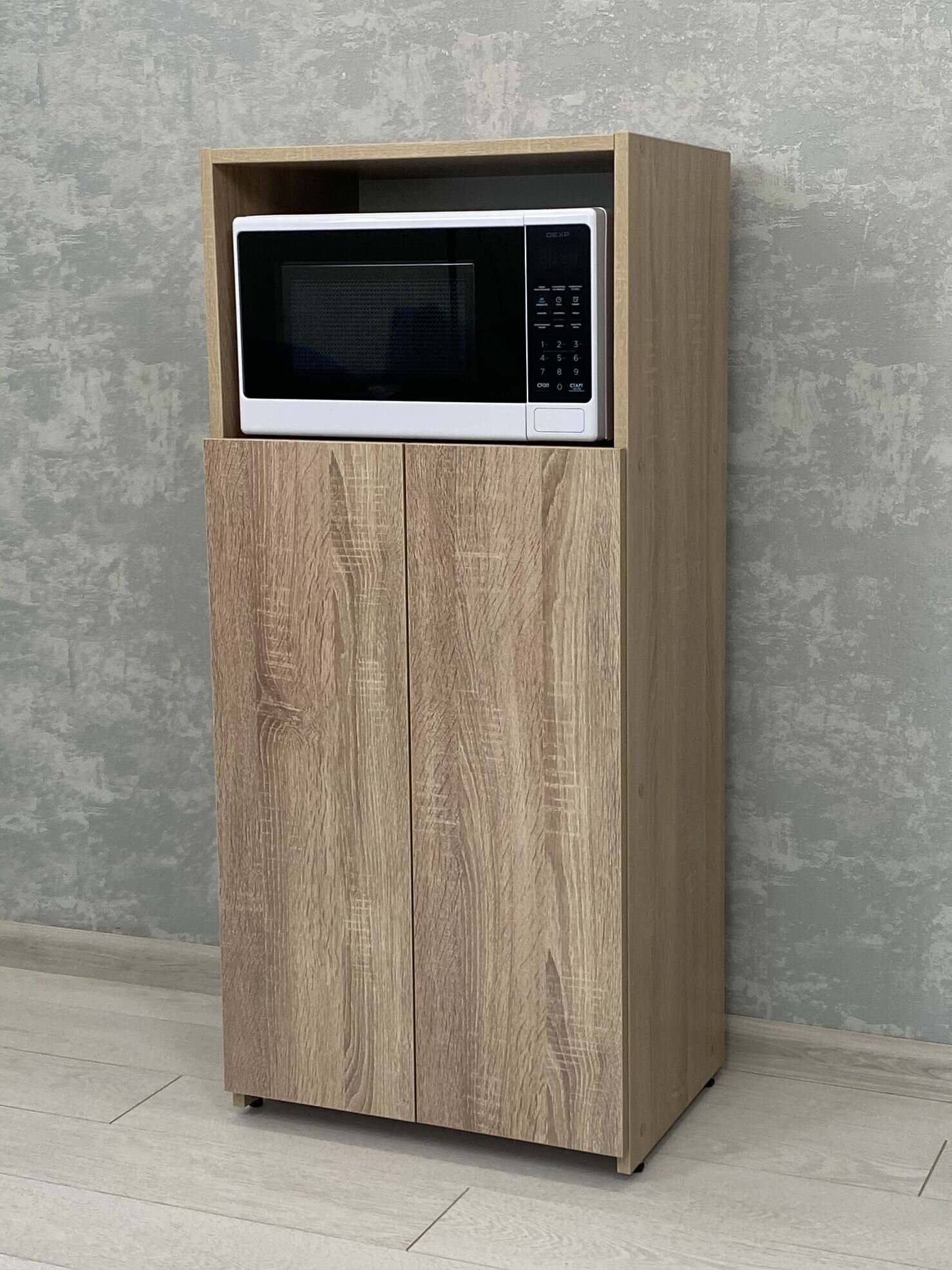 Стеллаж СТ-12 ЛДСП узкий для кухни универсальный цвет Дуб Сонома 3 полки доводчики дверей 50 x 112 x 34 см