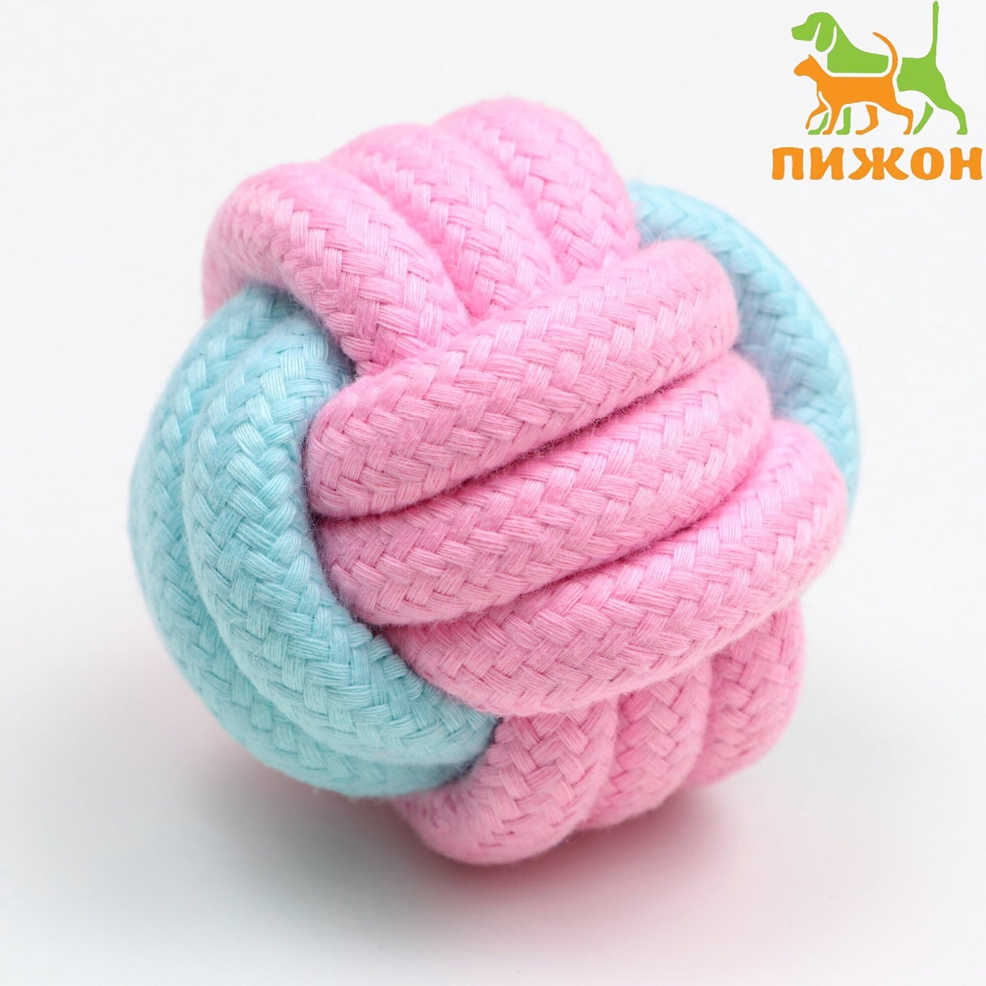 Мячик из каната 6 см мятный/розовый