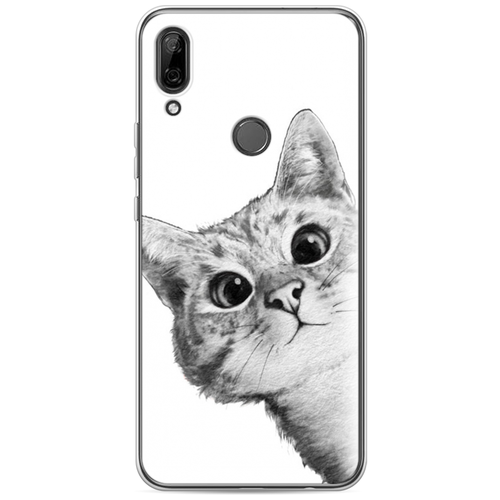 фото Силиконовый чехол кот рисунок черно-белый на huawei p smart z / хуавей p smart z case place