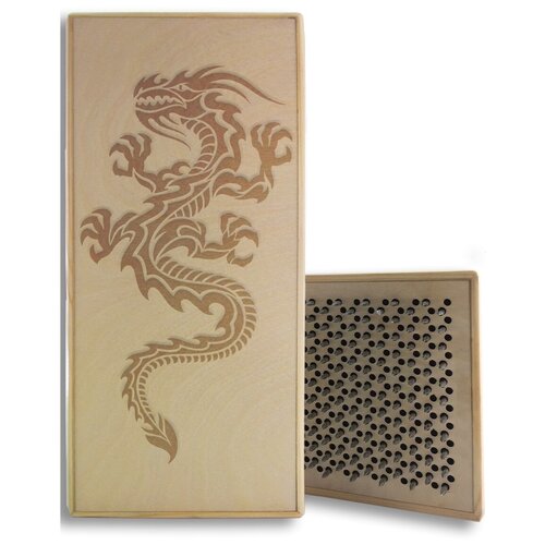 фото Доска садху красная дракон - 134, размер 31x14, шаг гвоздей 10 мм чакра