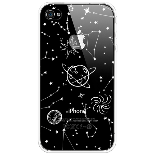 Силиконовый чехол на Apple iPhone 4/4S / Айфон 4/4S Планеты в космосе, прозрачный силиконовый чехол на apple iphone 4 4s айфон 4 4s сотворение адама