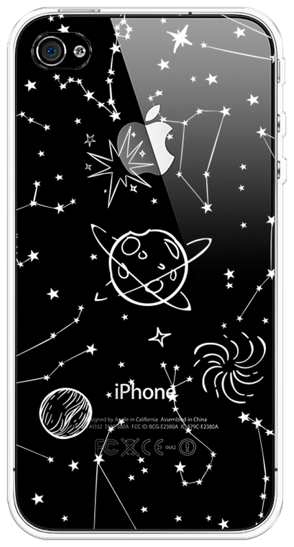 Силиконовый чехол на Apple iPhone 4/4S / Айфон 4/4S "Планеты в космосе", прозрачный