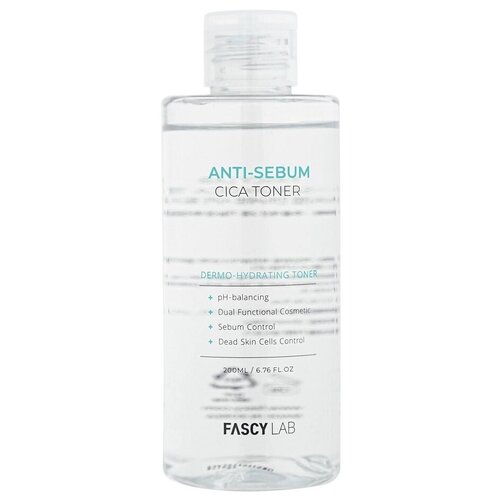 Fascy Lab Anti-Sebum Cica Toner - Фаски Лаб Увлажняющий тоник для лица с экстрактами центеллы азиатской, гамамелиса и гибискуса, 200 мл - уход за лицом ilaina тоник для жирной и комбинированной кожи гамамелис и мята