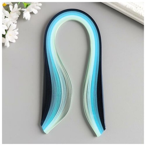 Полоски для квиллинга 100 полосок плотность 120 гр Голубой градиент ш 05 см дл 39 см 5177339 255₽