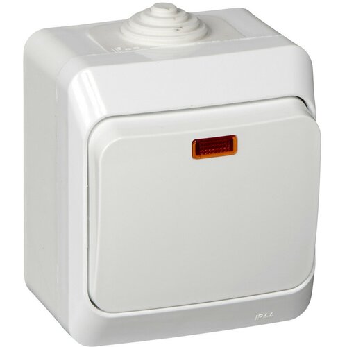 Этюд наружняя белый выключатель 1-клавишный с подсветкой IP44 BA10-045B (100 шт.) светильник tdm electric костус sq0358 0228 для ванной комнаты черный хром ip44 5 вт