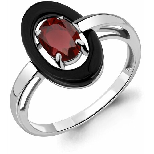 фото Кольцо diamant online, серебро, 925 проба, керамика, гранат, размер 18, красный