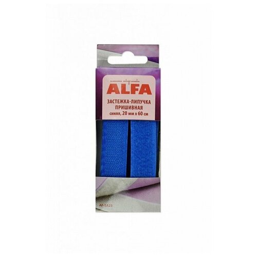 Застежка-липучка контактная пришивная 20мм, синяя, ALFA, AF-SA23