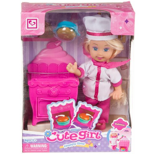Набор игровой Cute Girl с куколкой, поварёнок, ВОХ, арт. K899-18.