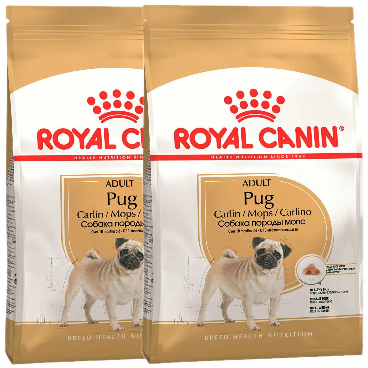 ROYAL CANIN PUG ADULT для взрослых собак мопс (0,5 кг + 0,5 кг)