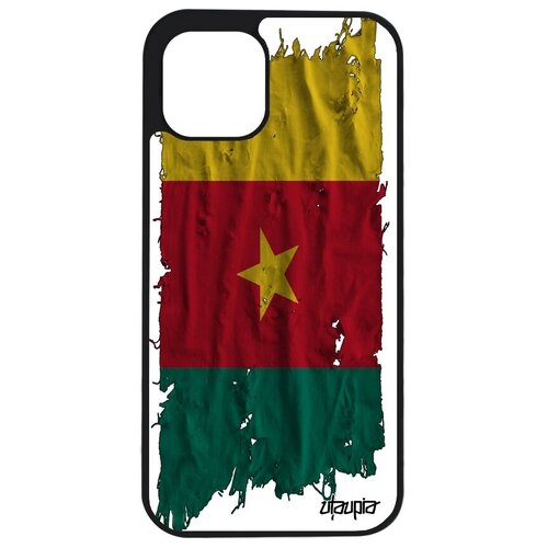 фото Чехол для // iphone 12 // "флаг камеруна на ткани" патриот стиль, utaupia, белый