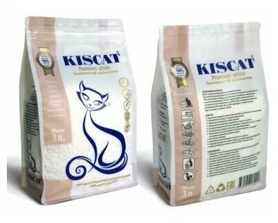 Kiscat Premium White наполнитель полигелевый 3л - фотография № 11