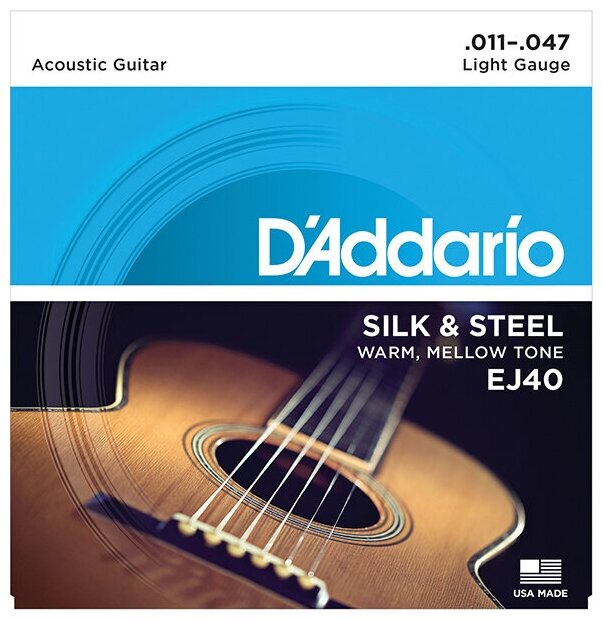 EJ40 SILK&STEEL Струны для акустической гитары посеребренные сталь и шелк 11-47 D`Addario
