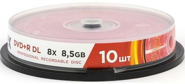 Диск DVD+R Mirex 8.5 Gb, 8x, Cake Box (10), Dual Layer (10/300)