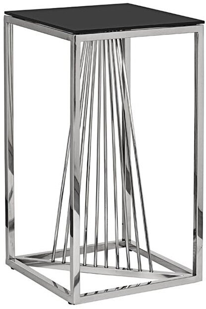 Столик Garda Decor журнальный высокий черное стекло/серебро 13RXET8082L-SILVER