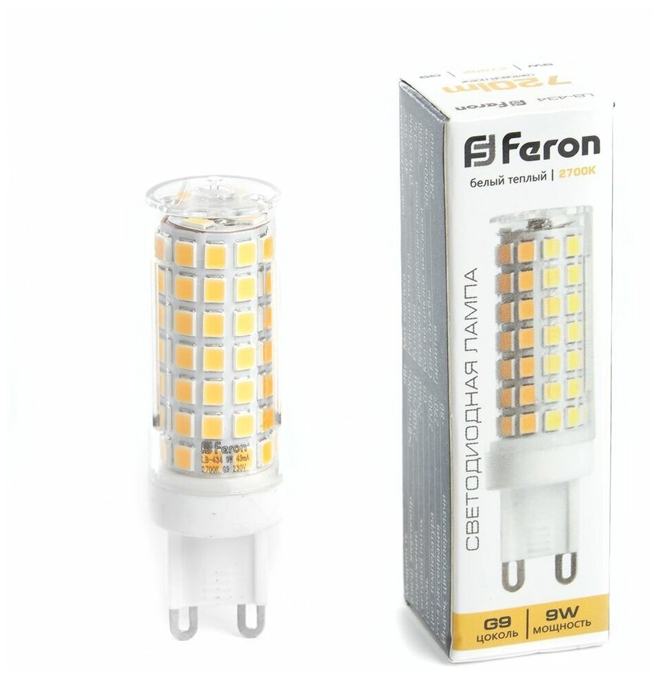 Лампа светодиодная Feron LB-434 G9 9W 175-265V 2700K