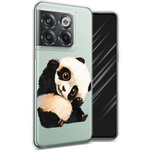 Силиконовый чехол на OnePlus Ace Pro / Ван плюс Эйс Про Большеглазая панда, прозрачный