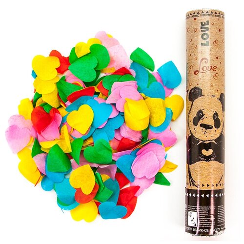 фото Пневмохлопушка (12/30 см), панда, конфетти тишью, сердца, ассорти, 1 шт. дон баллон