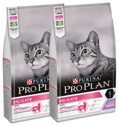 Purina Pro Plan Сухой корм для Взрослых кошек с индейкой и рисом чувствительное пищ-ние (Adult Delicate) - 1217206712369872 1,5 кг 21638 (2 шт)