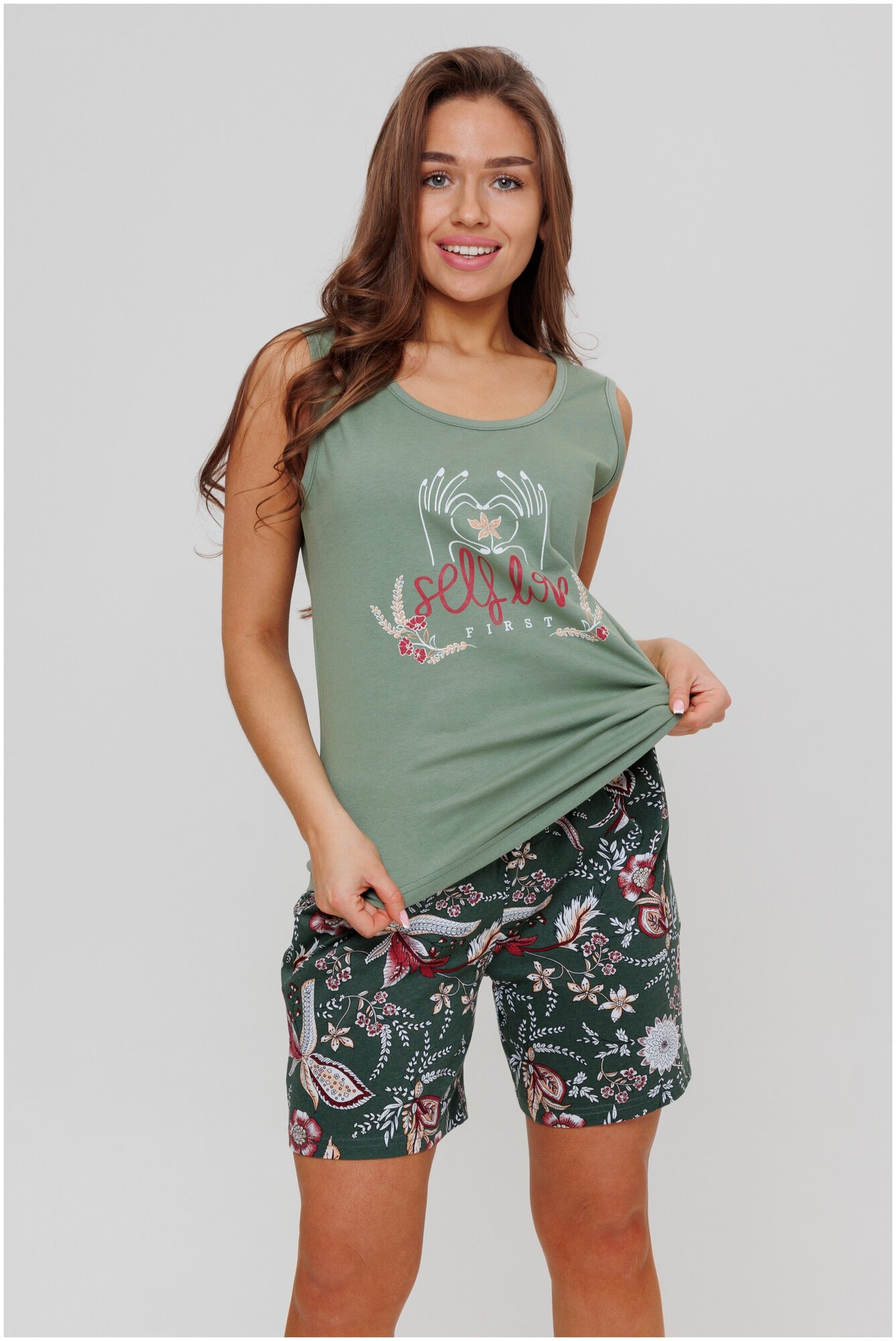Пижама с шортами Modellini 1729 зеленый - фотография № 2