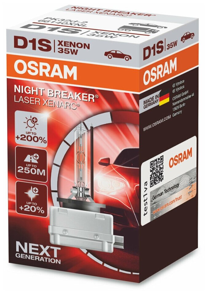 Лампа D1S 85V 35W PK32d-2 XENARC NIGHT BREAKER LASER +200% больше света 1 шт.