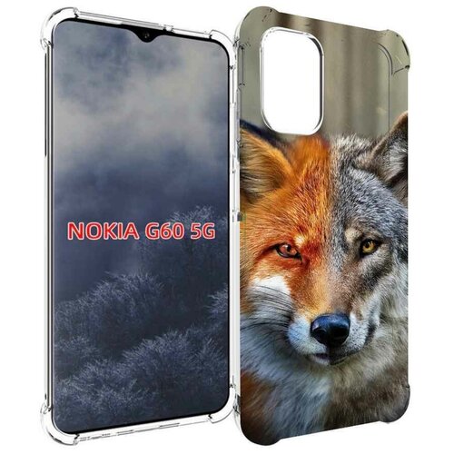 Чехол MyPads волк-лиса для Nokia G60 5G задняя-панель-накладка-бампер