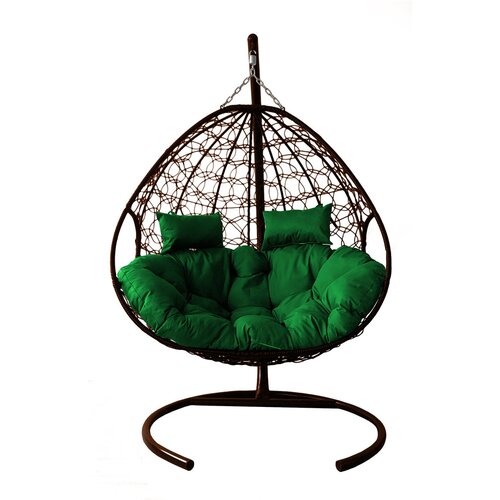 Кресло M-GROUP Для двоих с ротангом , коричневый/зеленый 108х186 см, до 160 кг кресло m group чил белый 12360107 оранжевая подушка