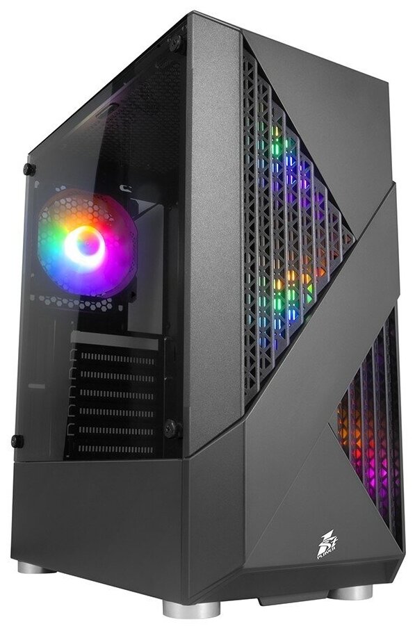 1STPLAYER Корпус Корпус FIREROSE F3-A Black ATX, TG 4x120mm LED fans inc. F3-A-BK-4F1