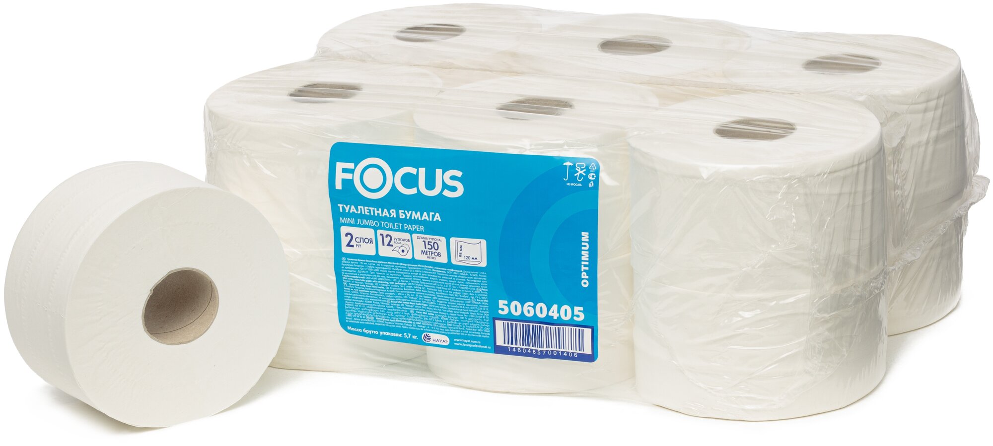 Туалетная бумага Focus Jumbo Optimum двухслойная 5060405 12 рул.