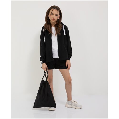 фото Шорты черные с мешком в комплекте gulliver для девочек, цвет черный, размер 134, модель 200gsgc5802