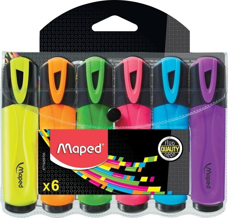 Набор текстовыделителей MAPED FLUO PEP'S CLASSIC, 1-5мм, 6шт