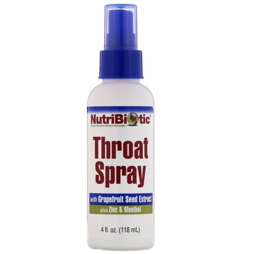 NutriBiotic Throat Spray - Спрей для горла с экстрактом косточек грейпфрута, цинком и ментолом 118 мл