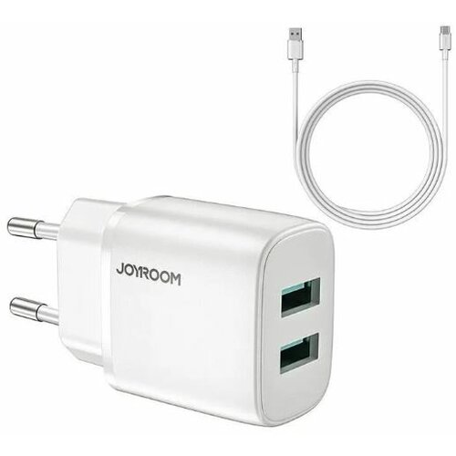 Сетевое зарядное устройство + кабель Type-C Joyroom L-2A123 2USB 2.4A белый