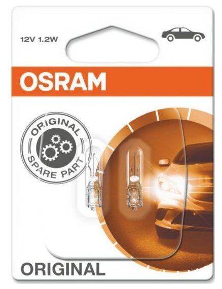 Лампа автомобильная Osram W1.2W (W2x4.6d) (бл. 2шт) 12V, 2721-02B