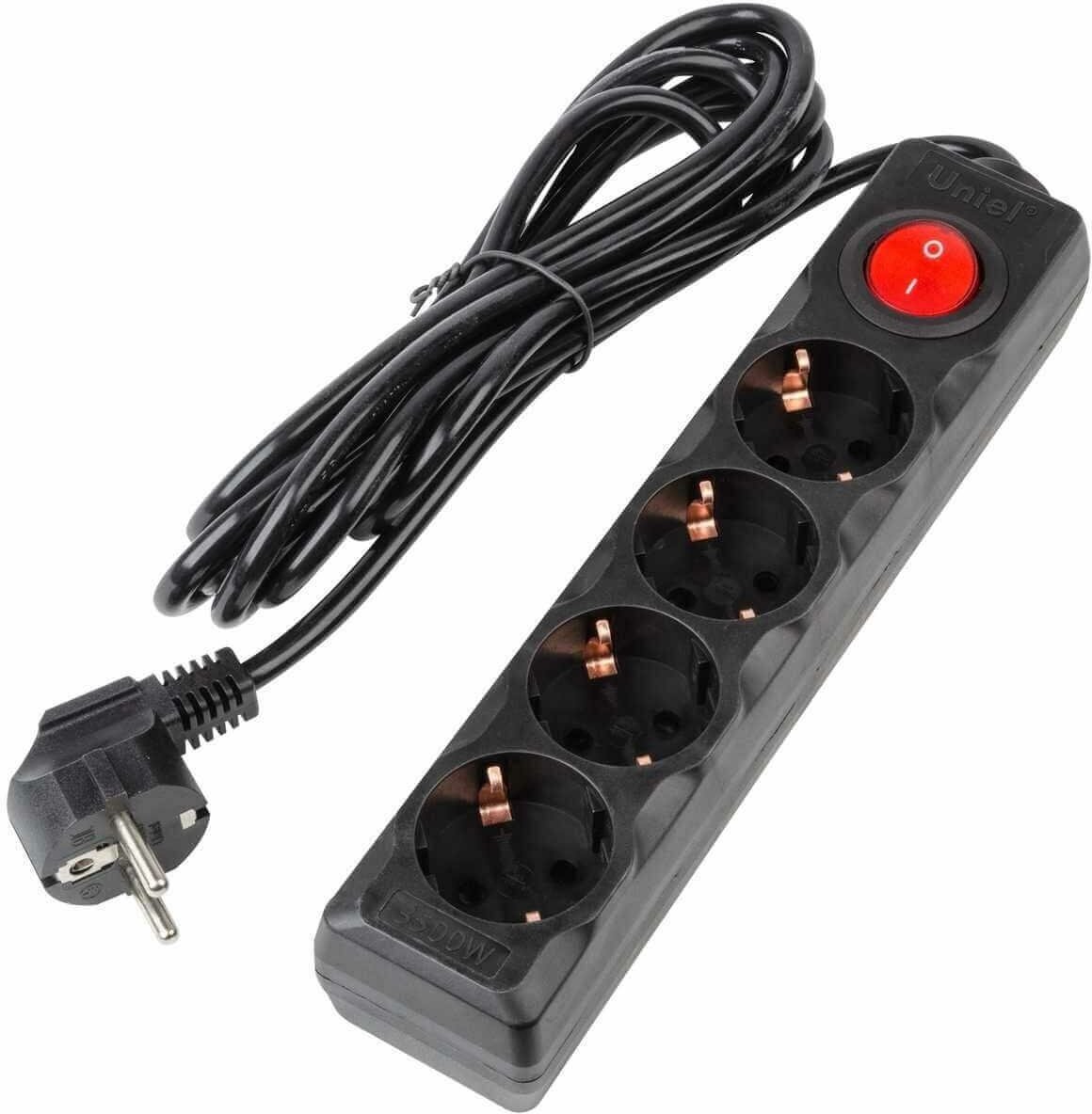 фото Удлинитель Uniel Ultra 4гн х 3м с/з S-GCU4-3B Black UL-00010023