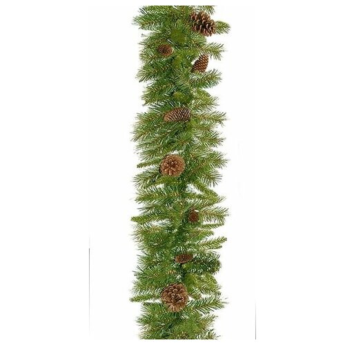 Гирлянда хвойная еловая с шишками, хвоя - PVC, 274х25 см, National Tree Company 31PCG09/PC3-9G