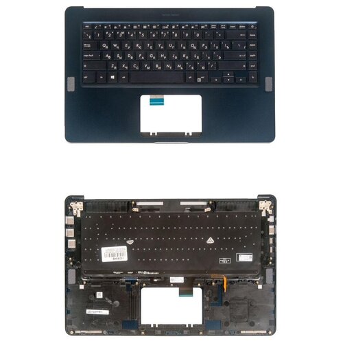 Keyboard / Клавиатура для ноутбука Asus UX550VE-1A с топкейсом, темно-синяя, с подсветкой keyboard клавиатура для ноутбука asus gx501vik 1a с топкейсом черная с подсветкой