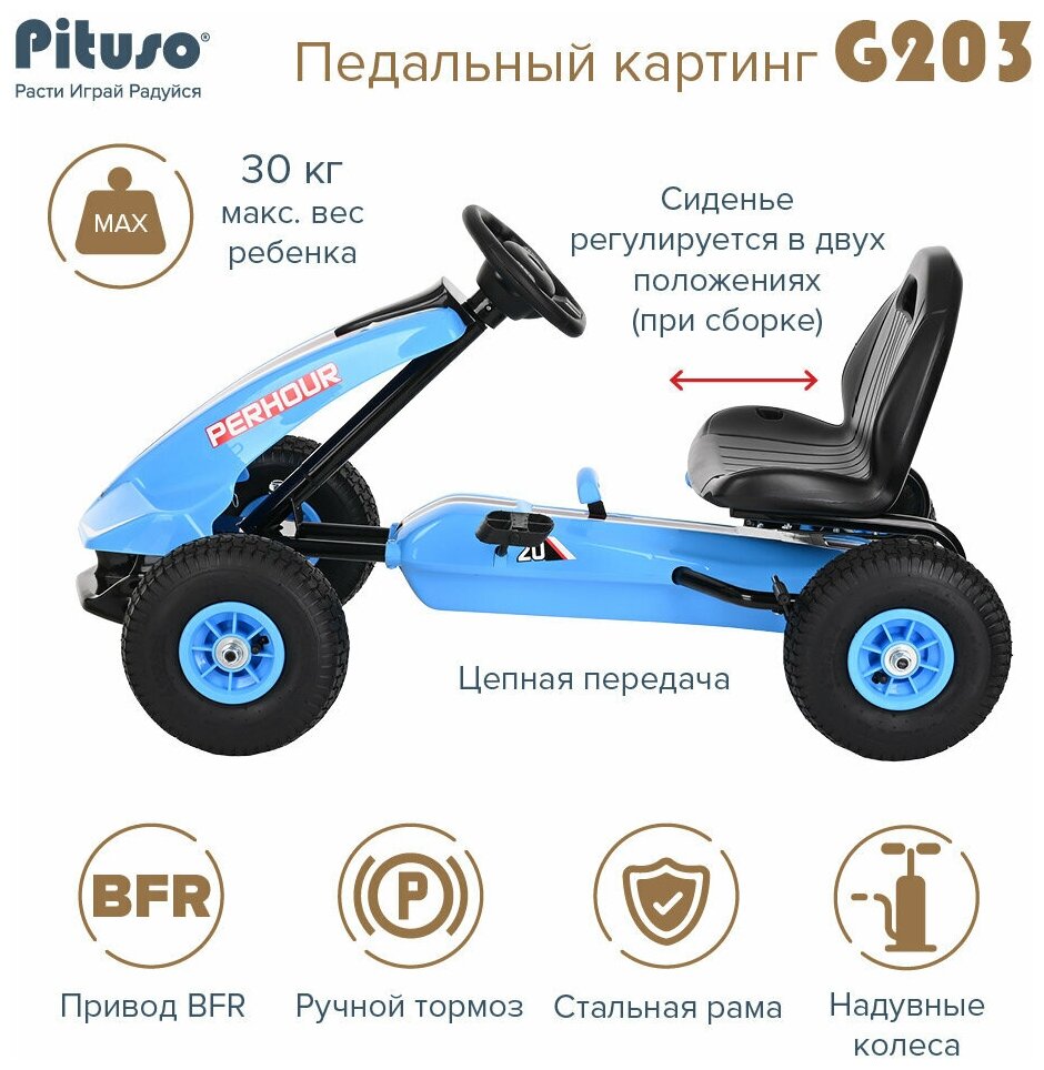 Педальный картинг Pituso G203 синий