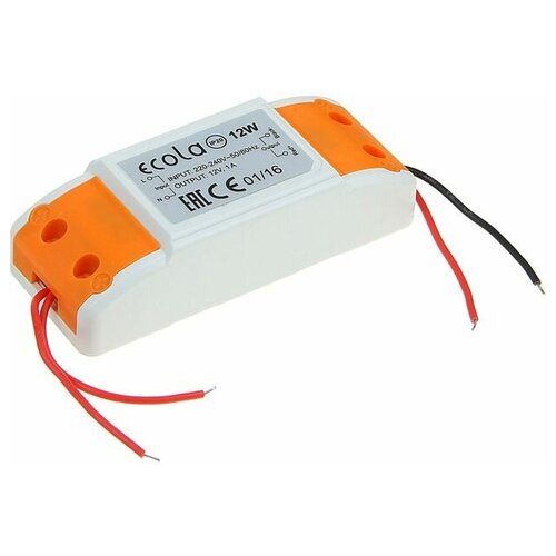 Блок питания Ecola для светодиодной ленты 12 В, 12 Вт, IP20 комплект светодиодной ленты для mr16 3 вт ip20