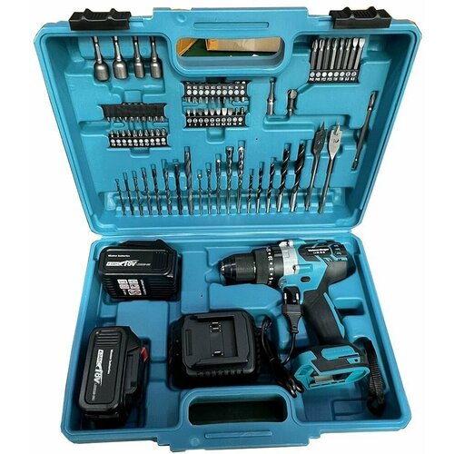 Мощная аккумуляторная бесщеточная ударная дрель Heimerdinger LB176S 18 В 13 мм с двумя аккумуляторами емкостью 40 Ач и сверлами 1508000₽