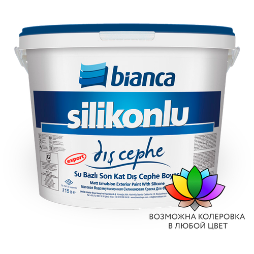 Краска силиконовая Bianca Silicone Based Exterior Paint A base фасадная моющаяся белый 7,5 л 10 кг