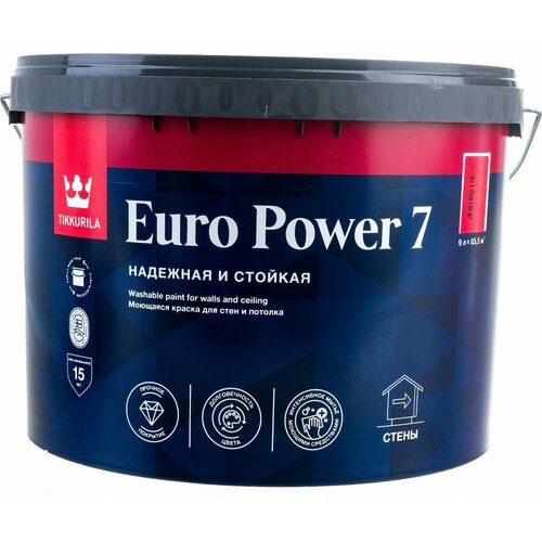 Моющаяся краска для стен и потолков Tikkurila euro power-7